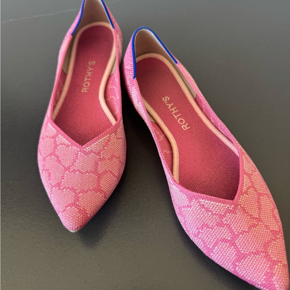 Rothy's Pink and Blue Patterned Flats